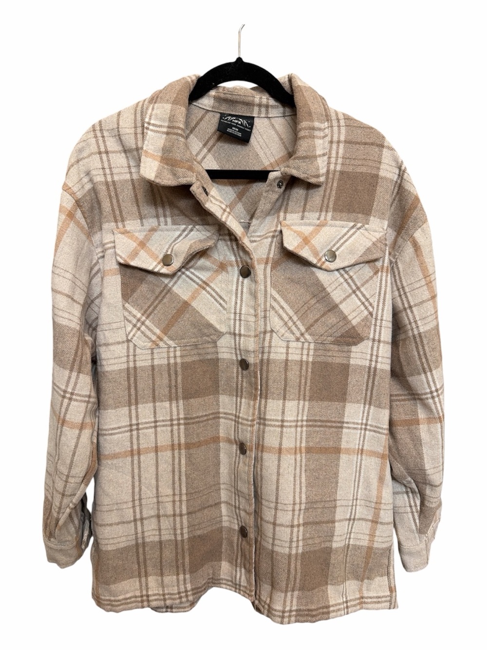HFX Women Beige Plaid Shacket wool blend size Medium